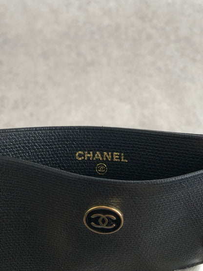 CHANEL Coco Mark Card holder Black Vintage 2wbjut