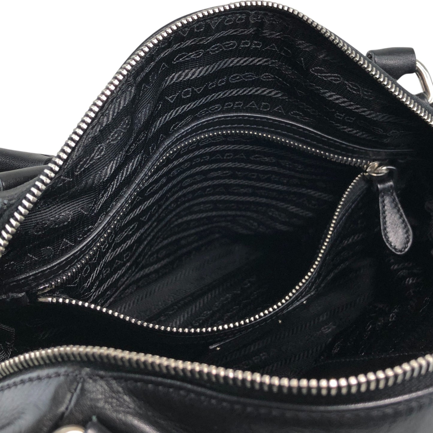 PRADA Logo Handbag Black Vintage w6ty5k