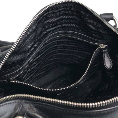 PRADA Logo Handbag Black Vintage w6ty5k