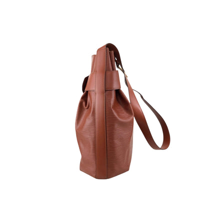 LOUIS VUITTON Epi Drawstring Shoulder bag Brown Vintage 7sxwmb