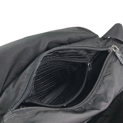 PRADA Tessueto Triangle Logo Shoulder bag Black Vintag vii5a2
