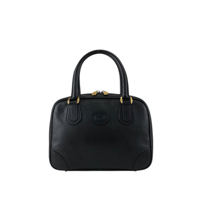GUCCI Logo Embossed Handbag Black Vintage anpyxi