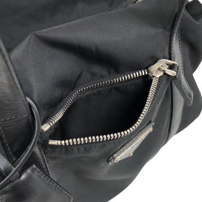 PRADA Tessuto Triangle Logo Small Boston bag Handbag Black Vintage kg2zxs