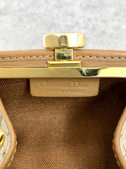 Christian Dior Honeycomb Pattern Logo Metal Clasp Coin Purse Brown Vintage a8fagn