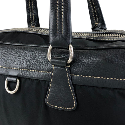 PRADA Logo Boston bag Totebag Black Vintage b57rj5