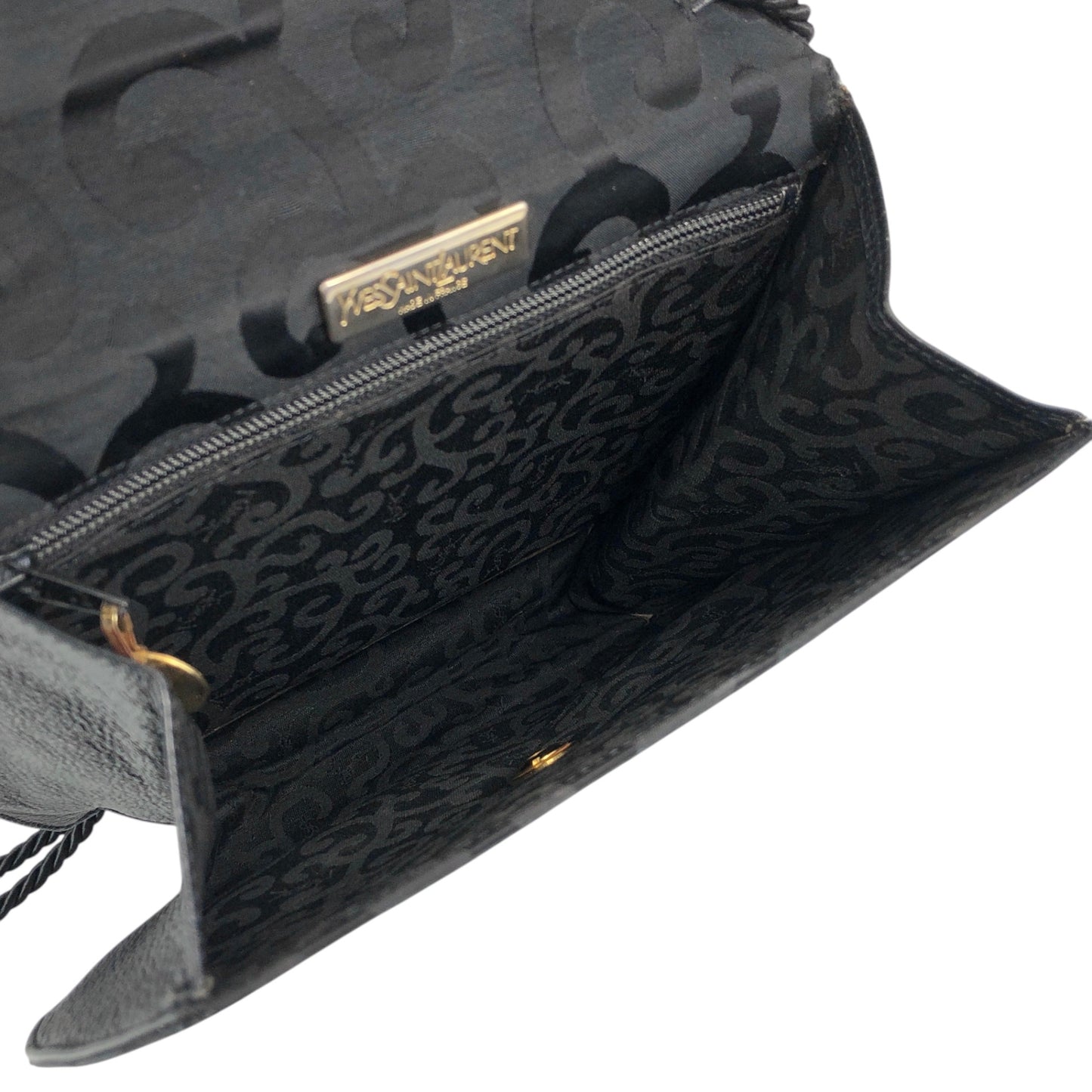Yves Saint Laurent YSL Logo Shoulder bag Black Vintage dw4znj