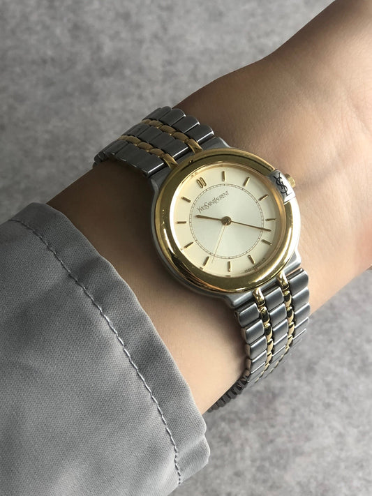 Yves Saint Laurent Watch Silver×Gold 107814 Vintage jzg86r