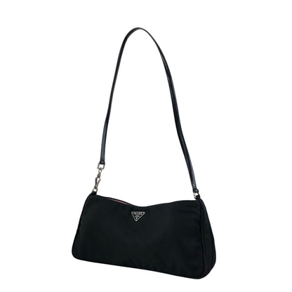 PRADA Tessuto Triangle Logo Shoulder bag Black Vintage 3nedhc