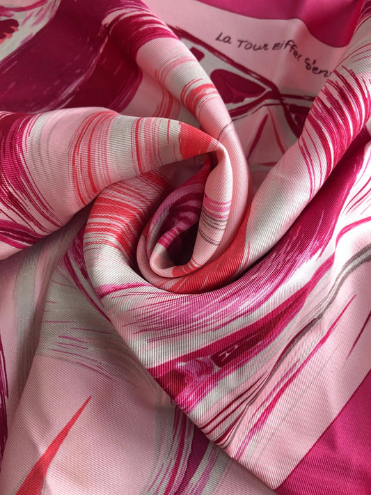 HERMES SILK Scarf Pink Vintage dmp2j5
