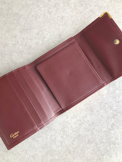 Cartier Metal Clasp Folded Wallet Bordeaux Vintage ctwgzs