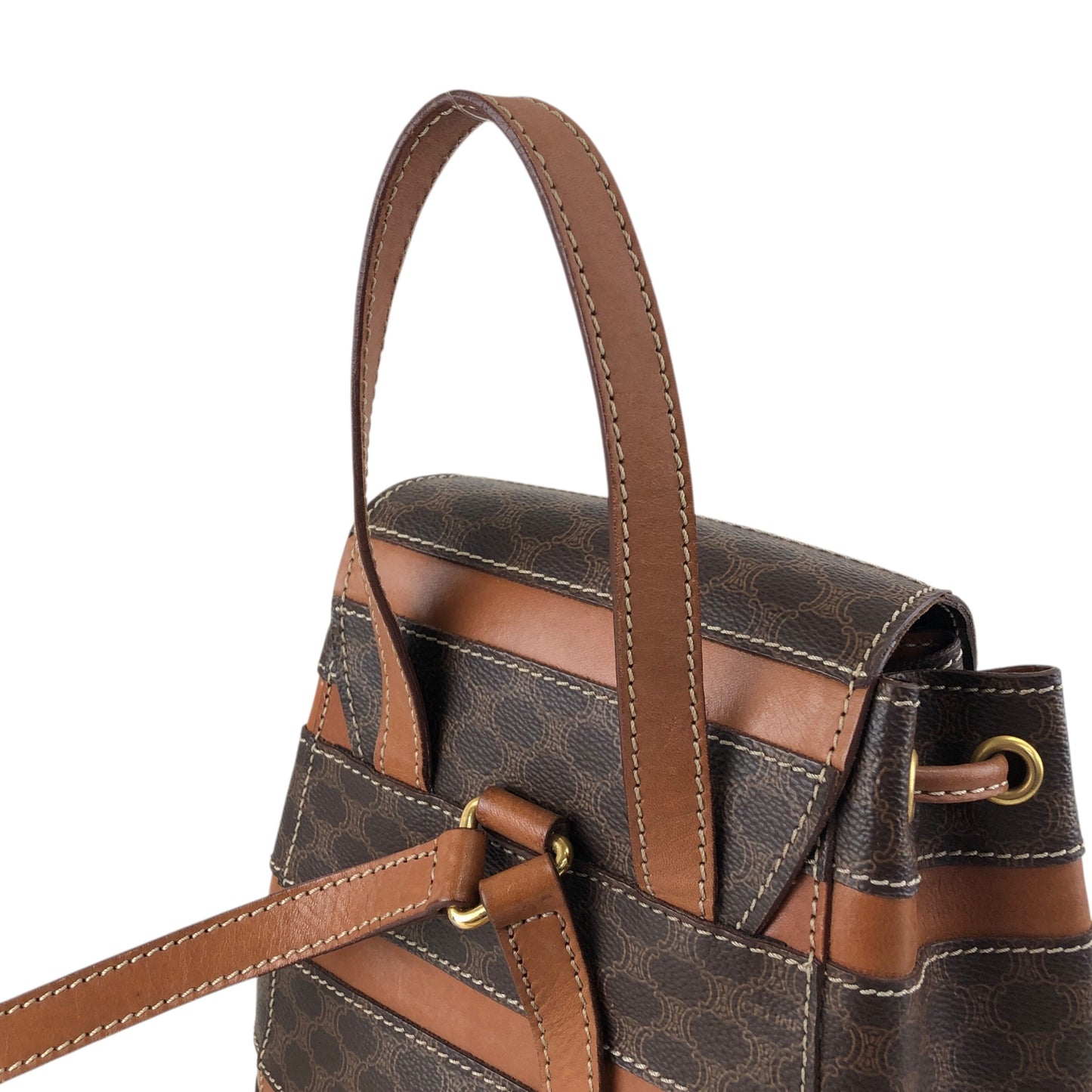 CELINE Macadam Logo Embossed Backpack Brown Vintage fbhpns