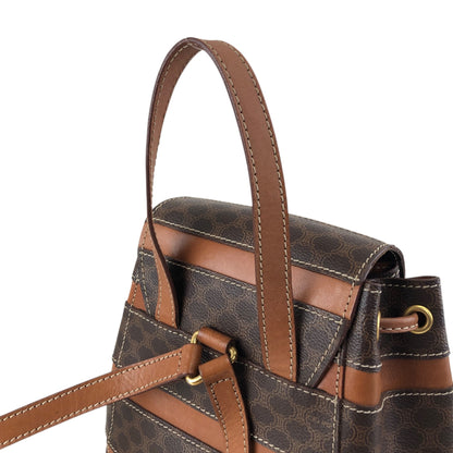 CELINE Macadam Logo Embossed Backpack Brown Vintage fbhpns