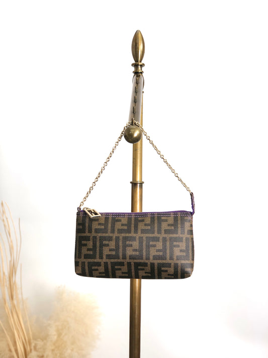 FENDI Zucca Chain Handbag Brown Vintage 2cxwge