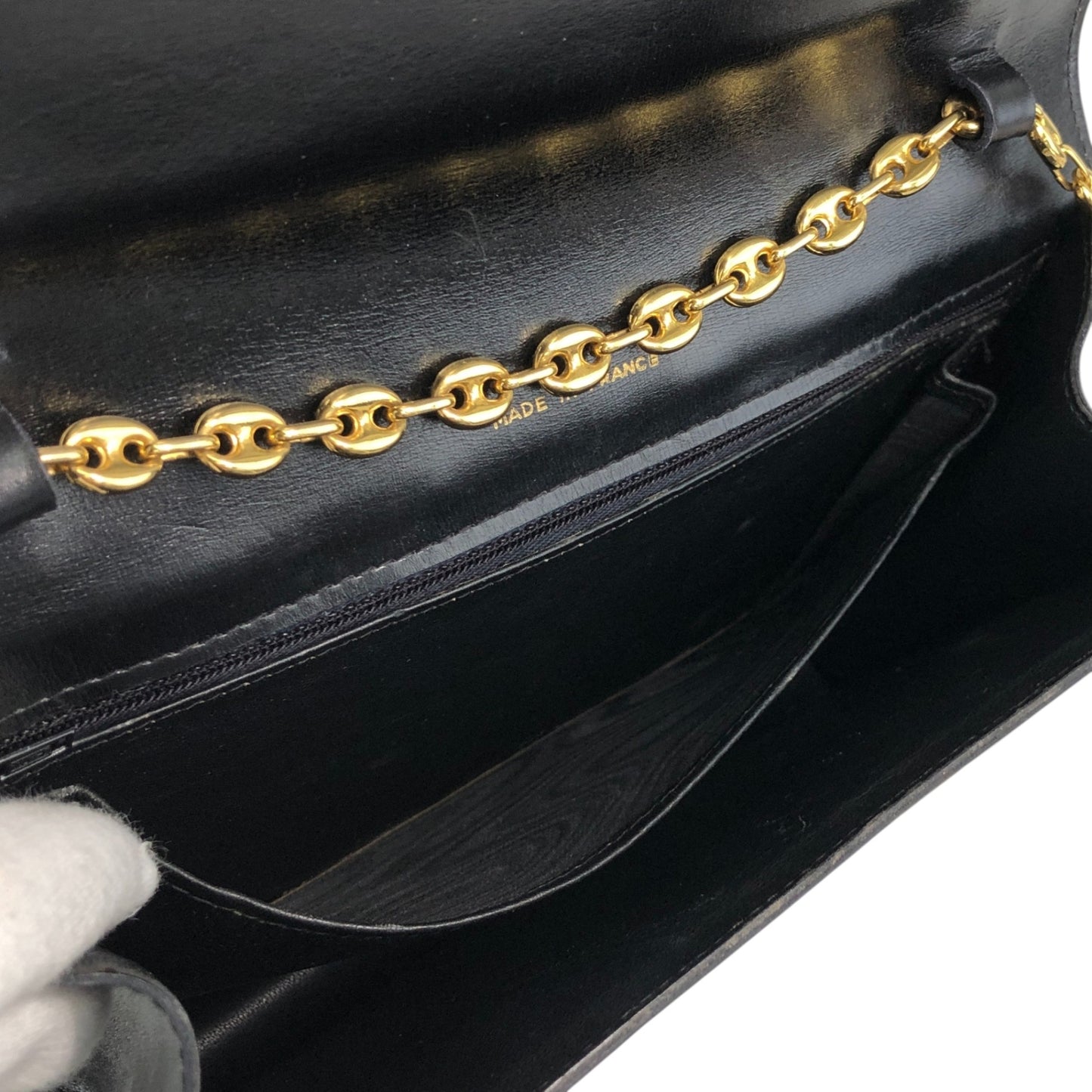 CELINE Triomphe Chain Shoulder bag Black Vintage hd5spn