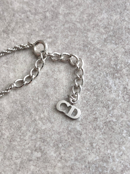 Christian Dior CD Logo Necklace Silver Vintage pfrat8
