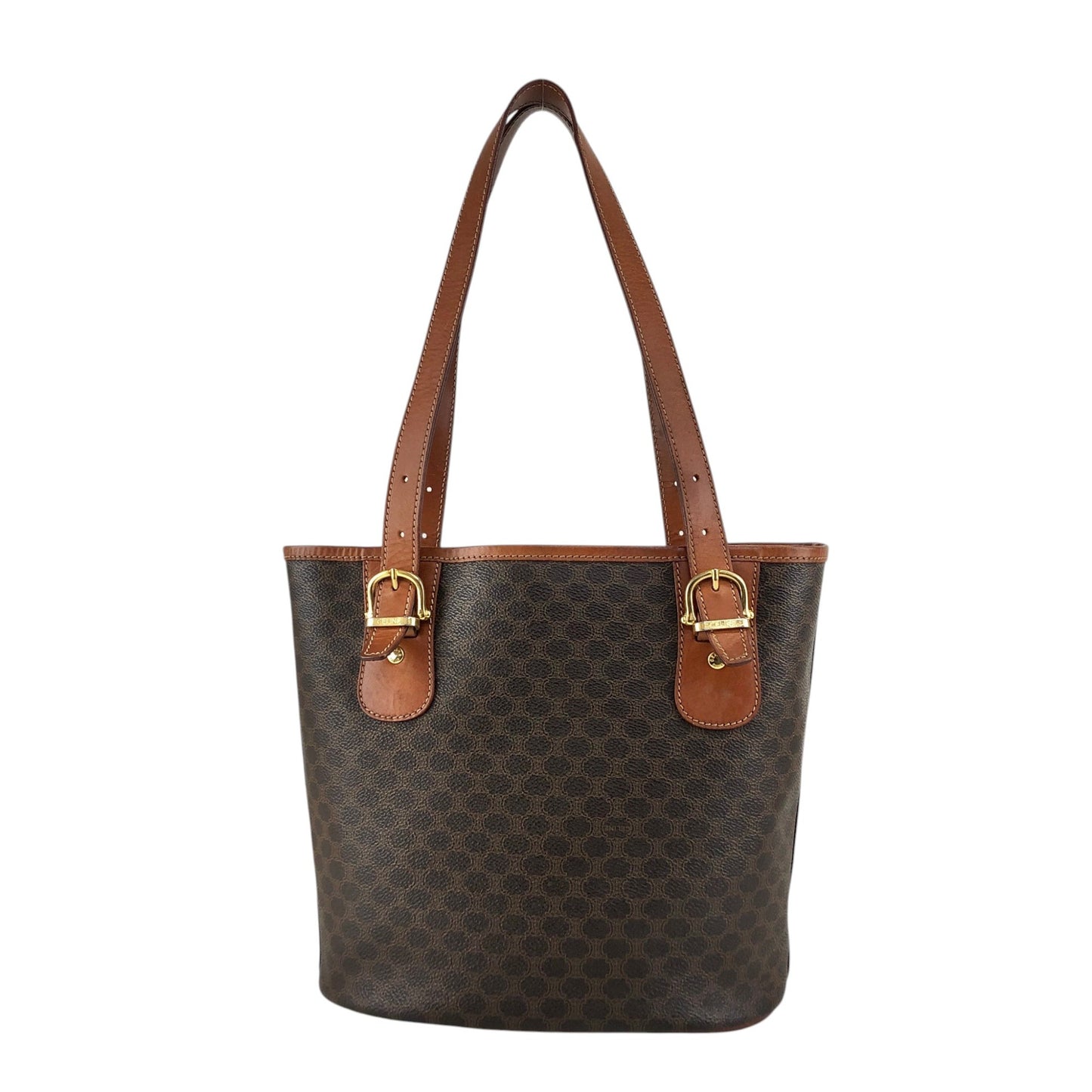 CELINE Macadam Blason Handbag Totebag Brown Vintage rfx5gg
