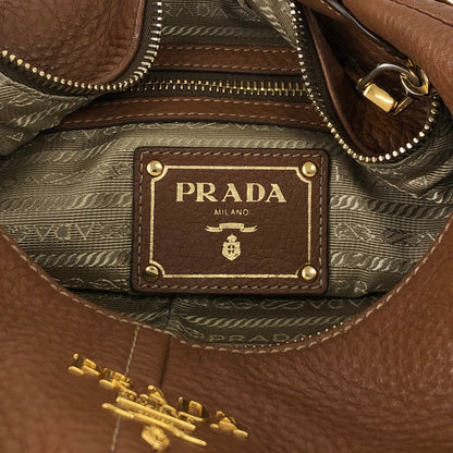 PRADA Logo Shoulder bag Hobobag Brown Vintage vbntex