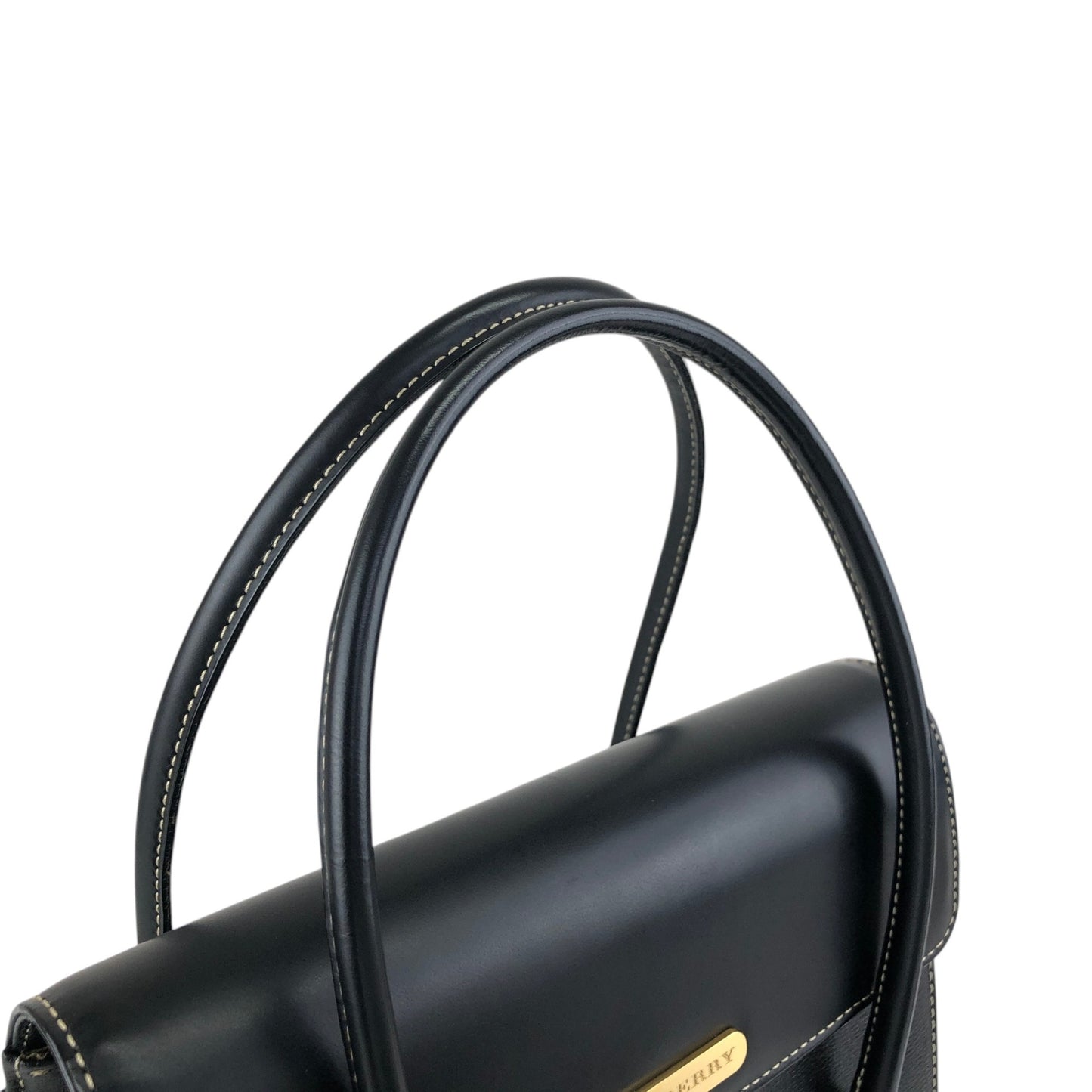 BURBERRY Logo Handbag Black Vintage 3ziibs