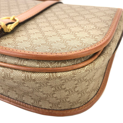 CELINE Macadam PVC Leather Crossbody Shoulder bag Beige Vintage vgsu6a