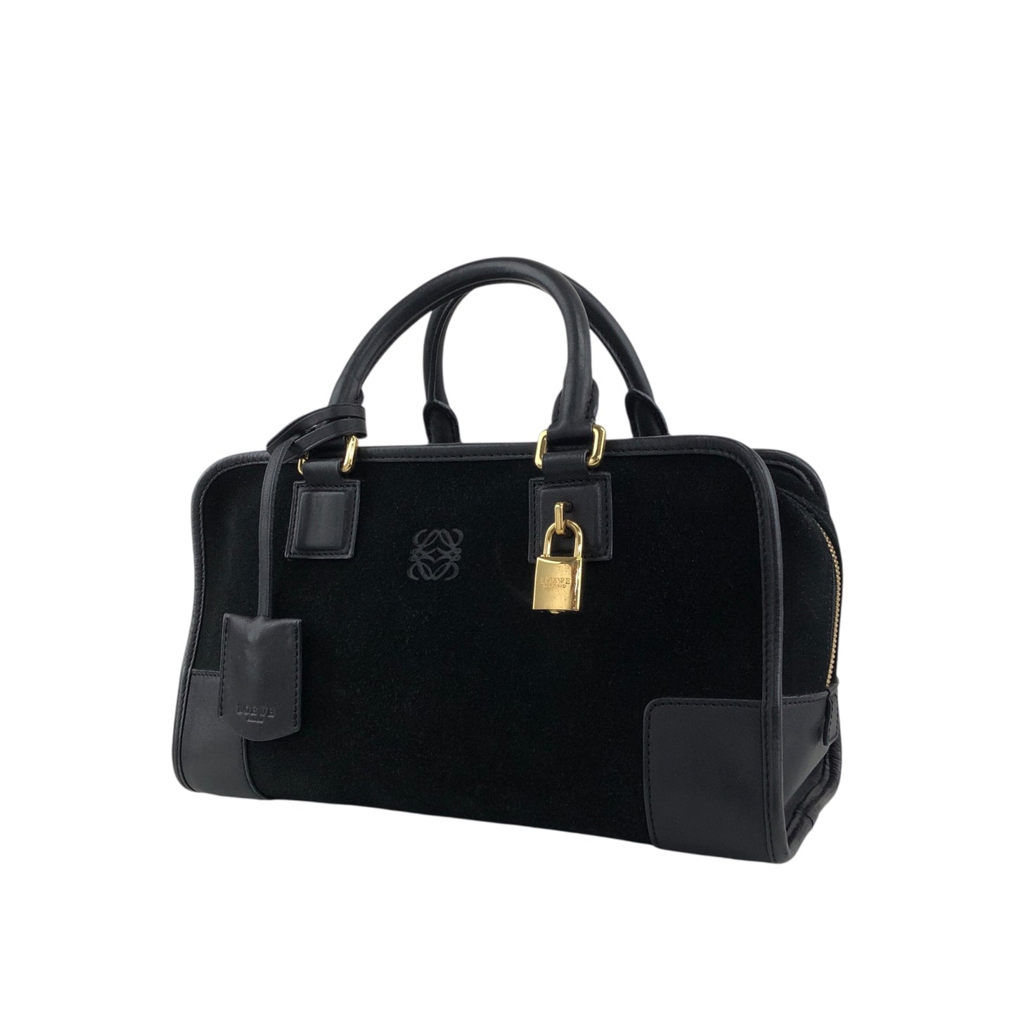 LOEWE Amazona28 Anagram Small Boston bag Handbag Black Vintage hf8cwp