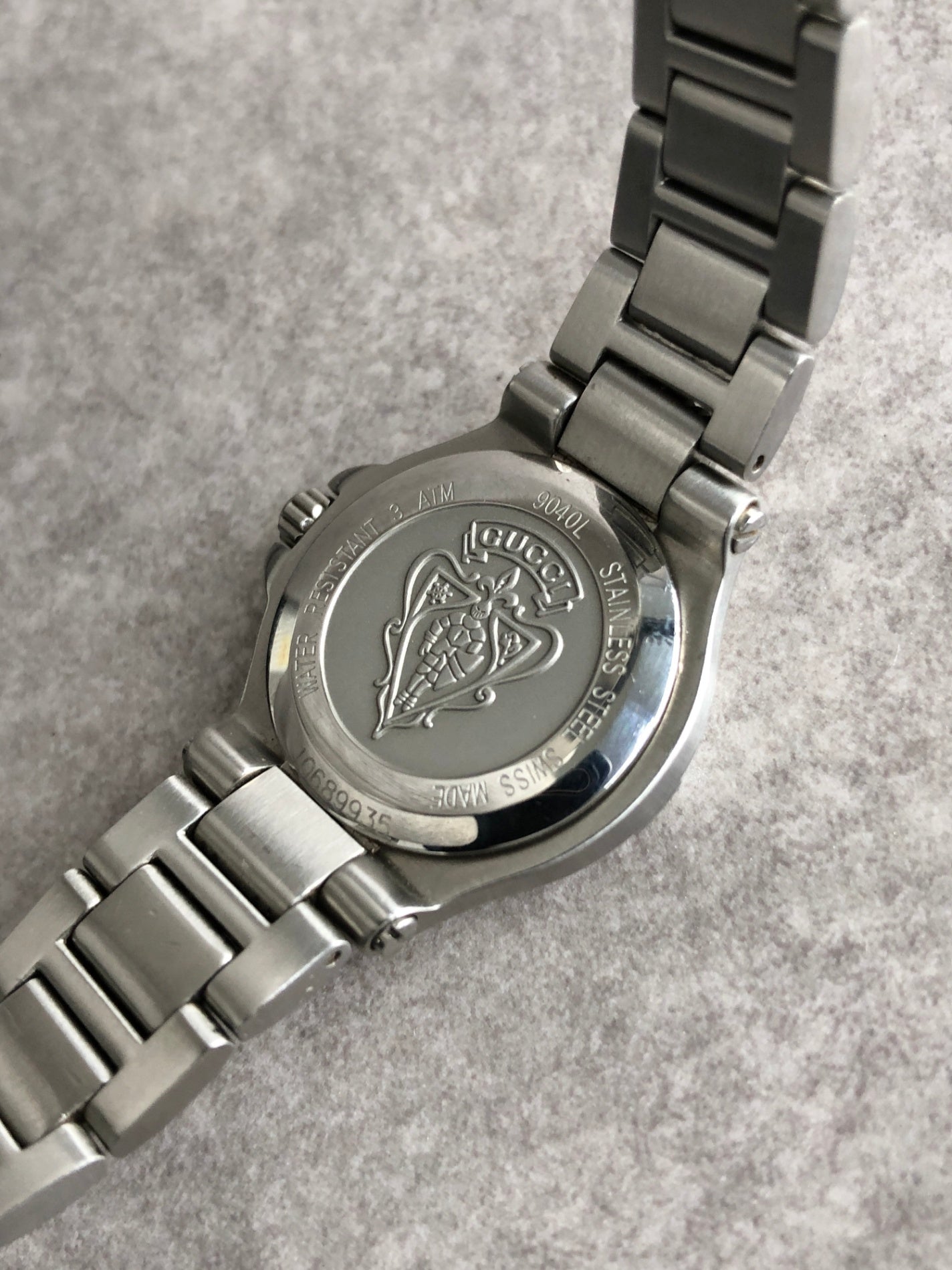 GUCCI Logo Quartz Watch Silver 9040L Vintage d4t5bp