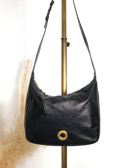 CELINE Circle Logo Shoulder bag Black Vintage mkxe53