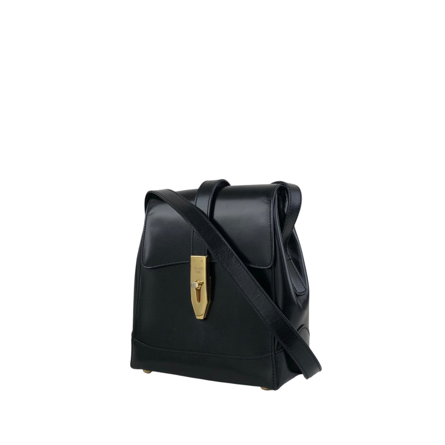 CELINE Turn Lock Small Shoulder bag Black Vintage gn73rb