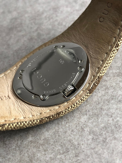GUCCI GG Canvas Logo Quartz Watch Brown Vintage nehfxw