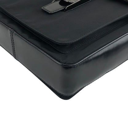 PRADA Logo Front Buckle Shoulder bag Black Vintage fyhckn