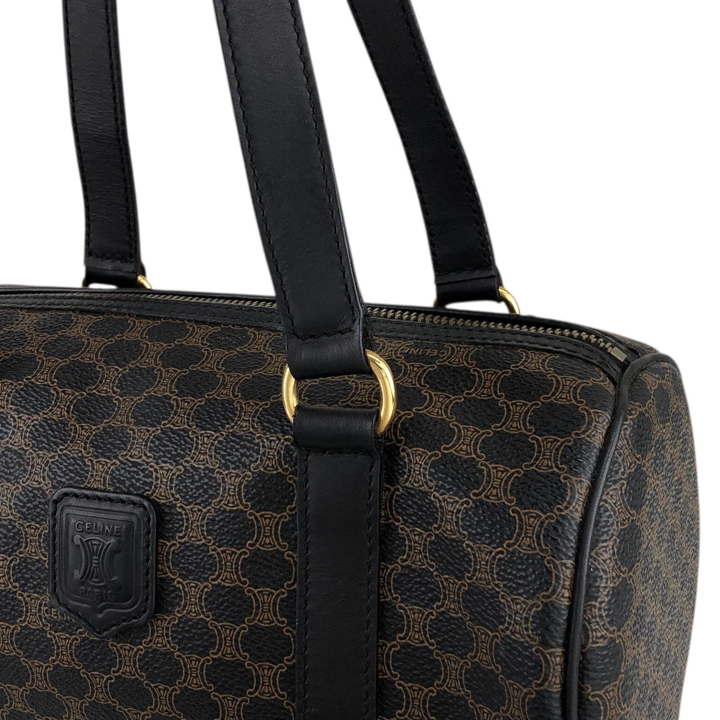 CELINE Macadam Blason Handbag Totebag Black Vintage etm2ud