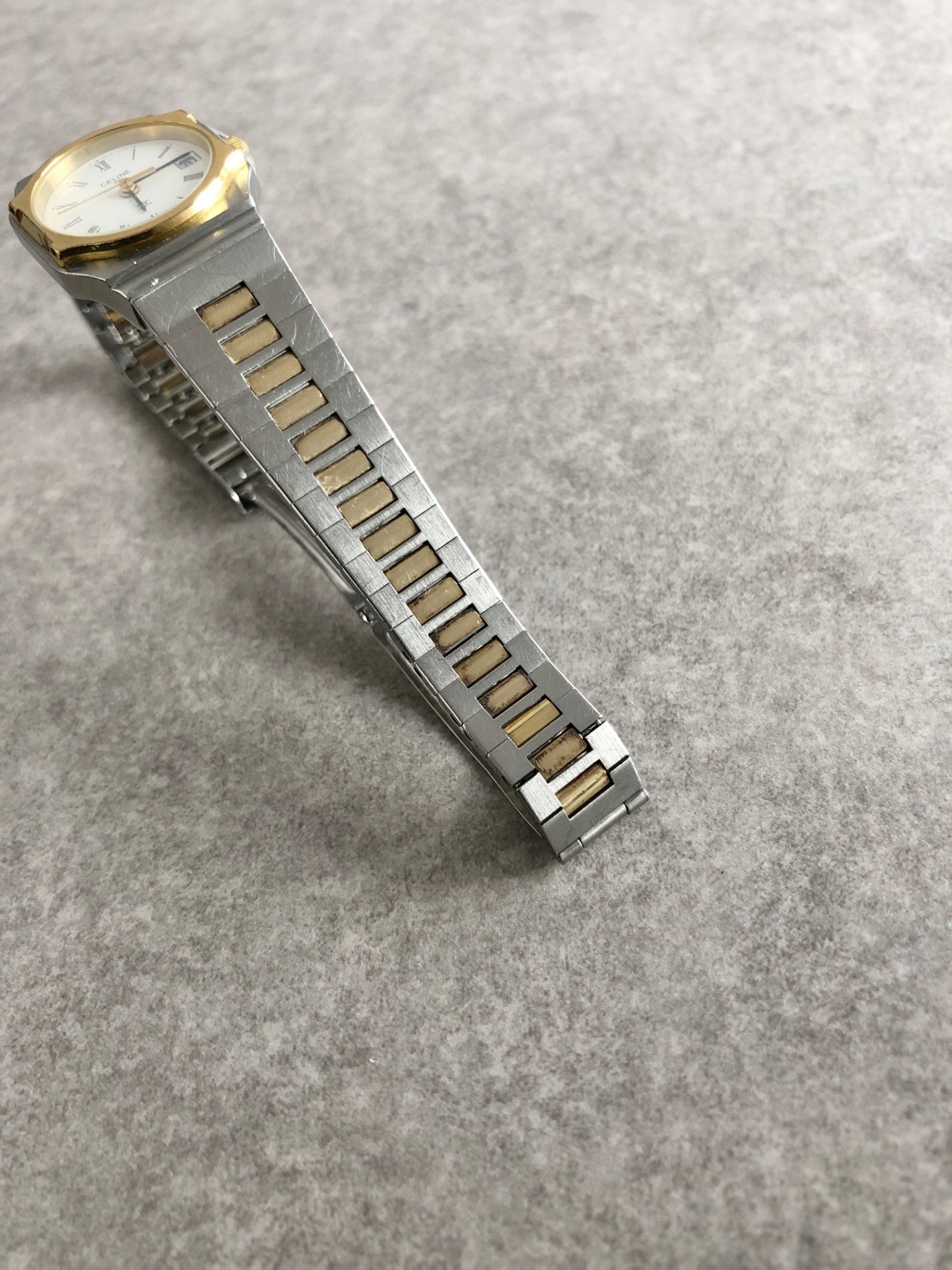 CELINE Logo Watch Silver×Gold 2245 Vintage d4racx