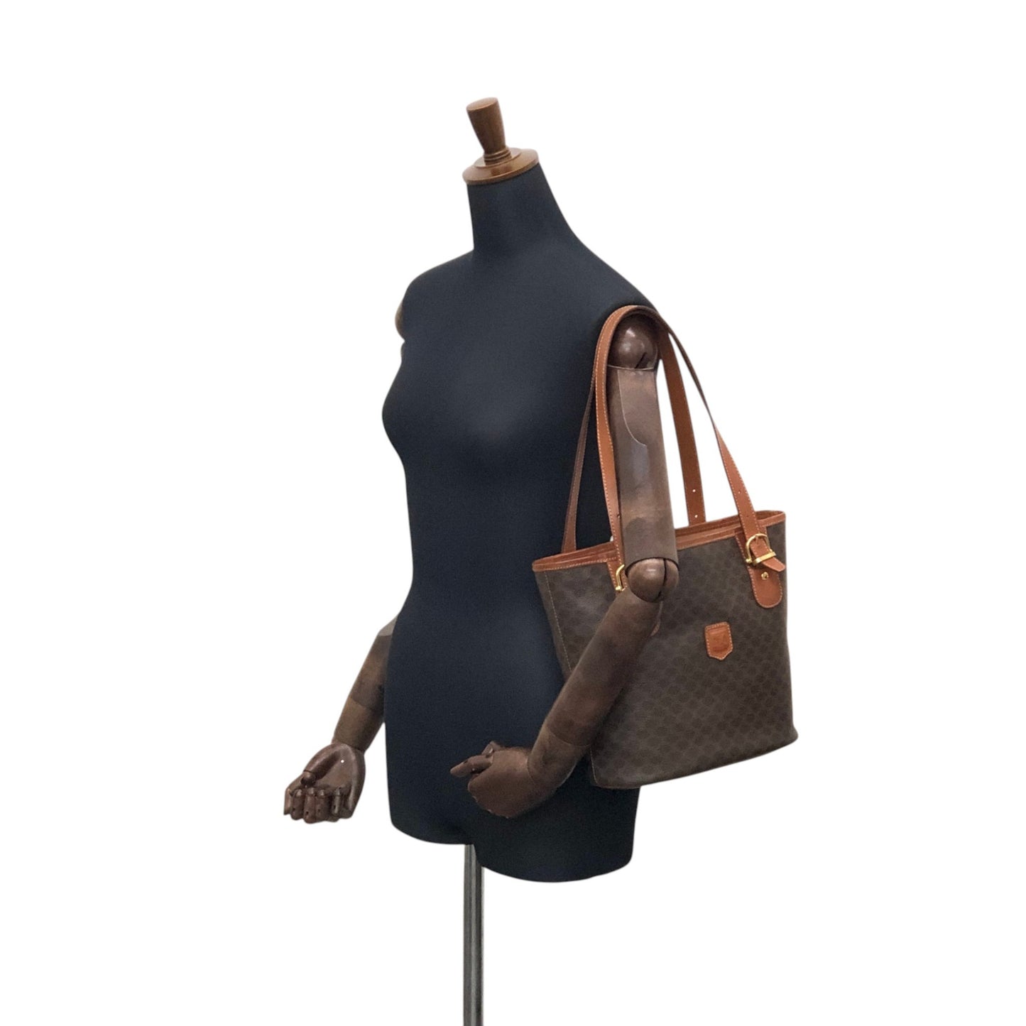 CELINE Macadam Blason Handbag Totebag Brown Vintage rfx5gg