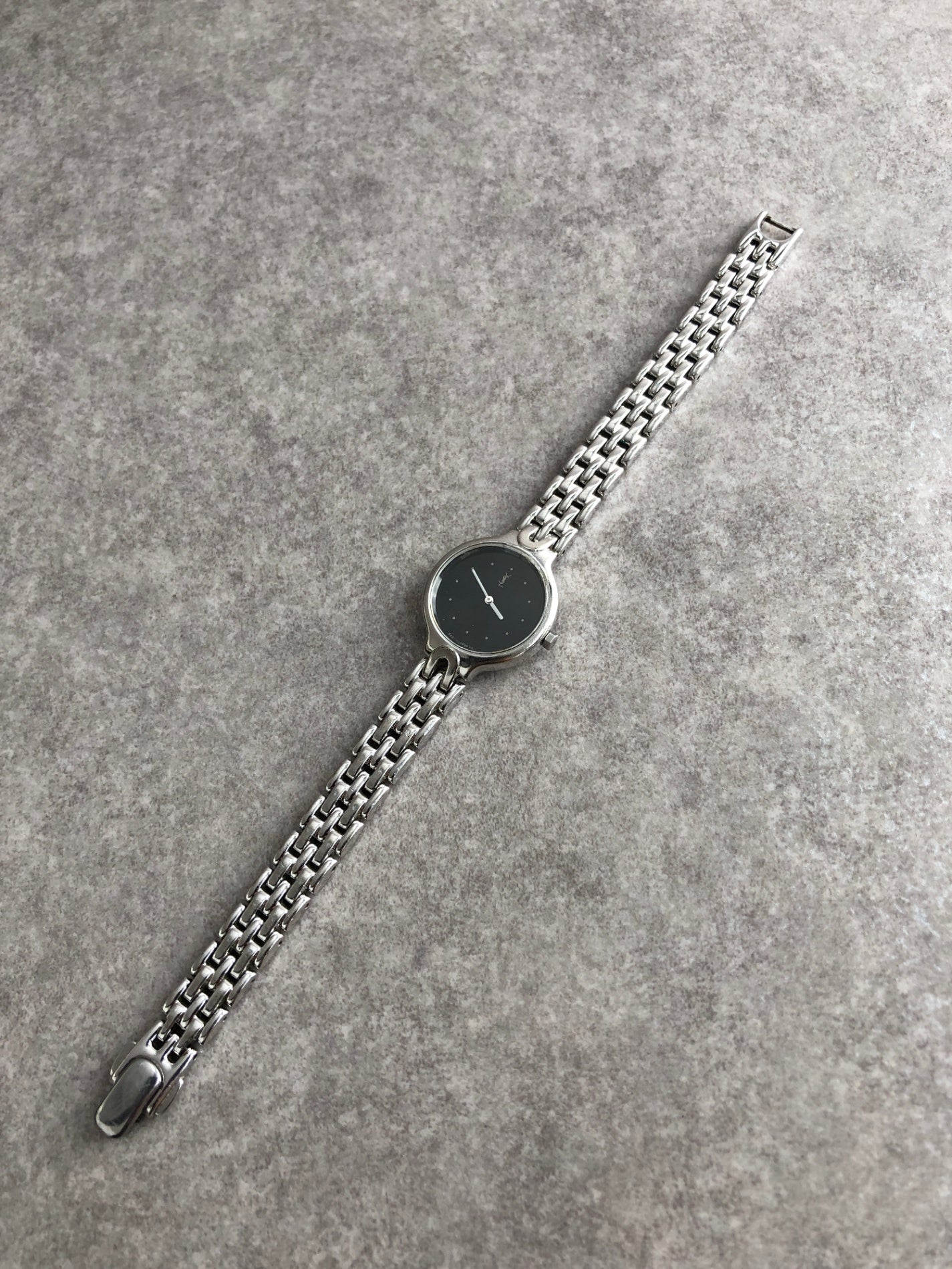Yves Saint Laurent YSL Logo Watch Silver Vintage 6nipf7