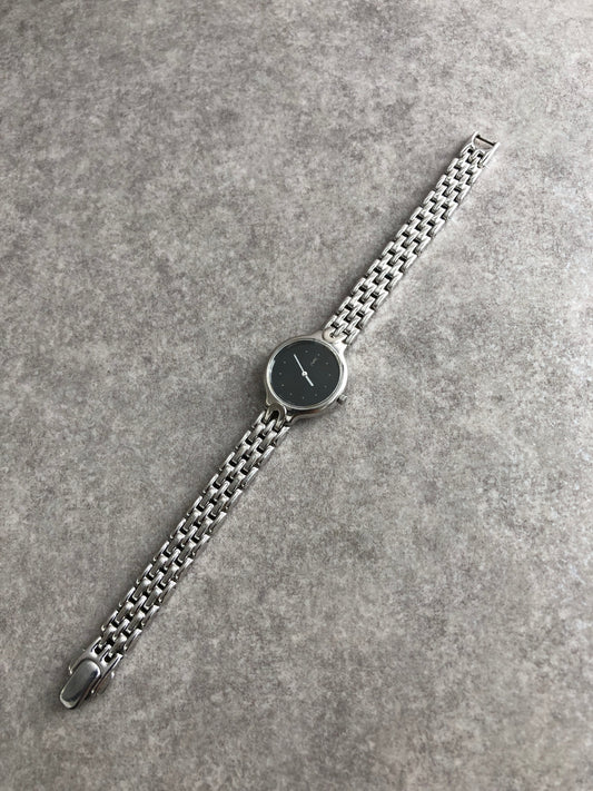 Yves Saint Laurent YSL Logo Watch Silver Vintage 6nipf7