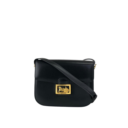 CELINE Horse Carriage Shoulder bag Black Vintage gr8nyt