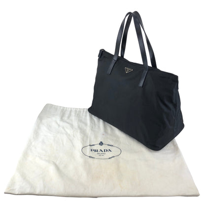 PRADA Tessuto Triangle Logo Handbag Totebag Black Vintage cxhrm8
