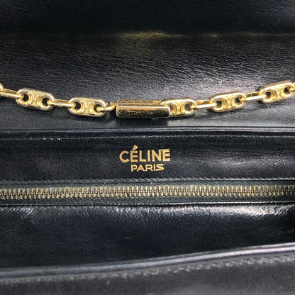 CELINE Blason Horse Bit Chain Shoulder bag Black Vintage zstzja