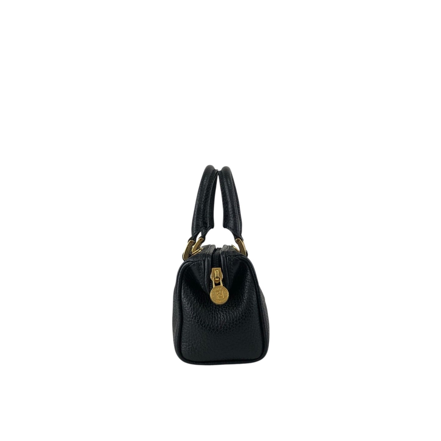 FENDI Logo Two-way Handbag Shoulder bag Black Vintage h8ka2h