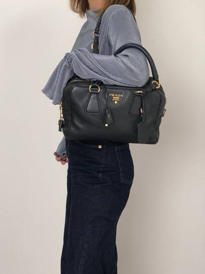 PRADA Logo Handbag Black Vintage nn2dx6