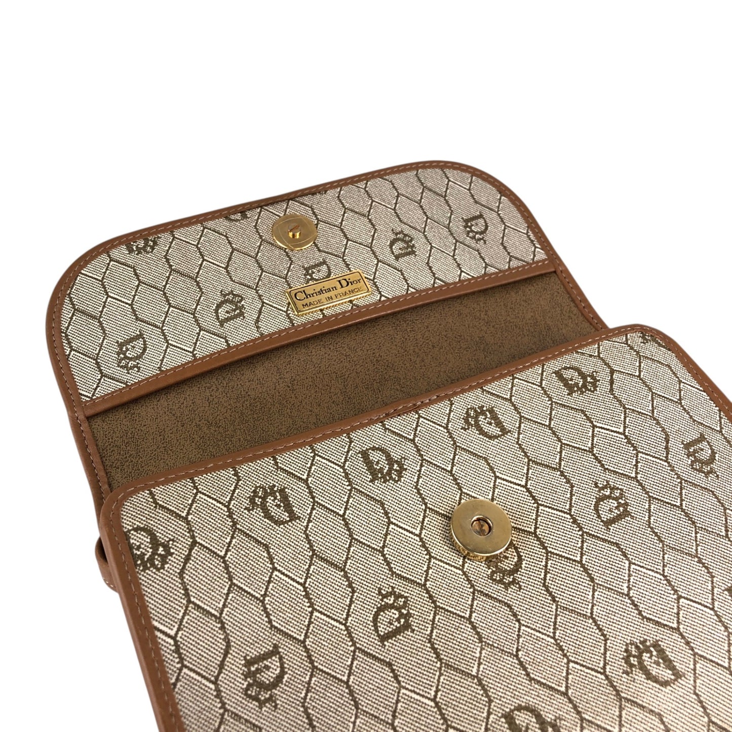 Christian Dior Honeycomb Pattern Logo Shoulder bag Beige Vintage zjd4wh