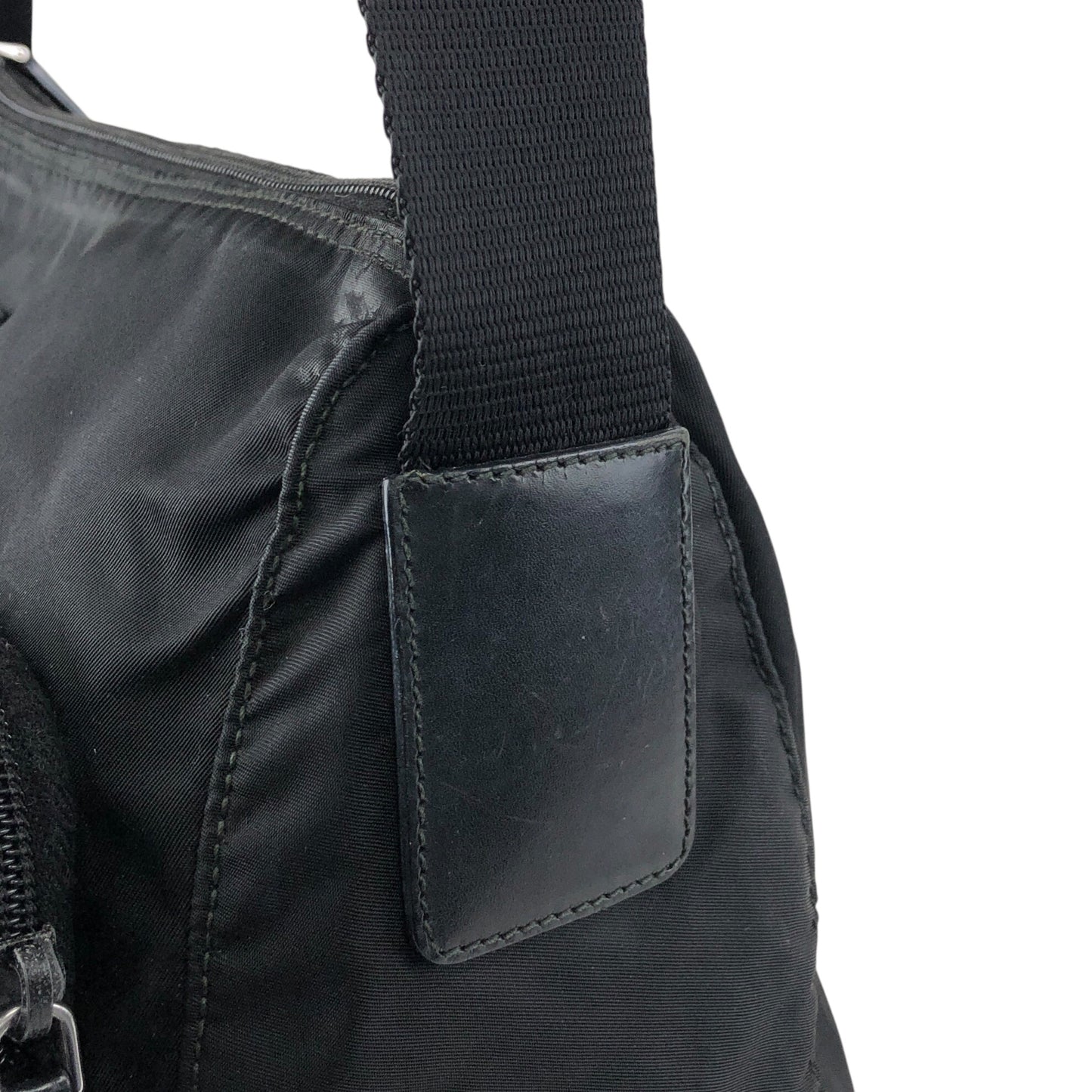 PRADA Tessuto Triangle Logo Double Pocket Shoulder bag Black Vintage se4edp