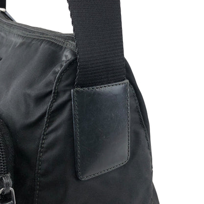 PRADA Tessuto Triangle Logo Double Pocket Shoulder bag Black Vintage se4edp