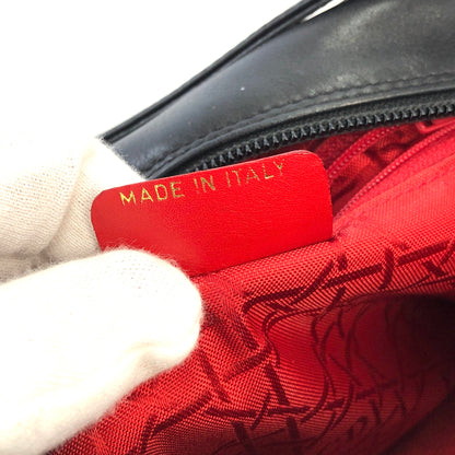Christian Dior Logo Charm Leather Crossbody Shoulder bag Black Vintage gyuw6k