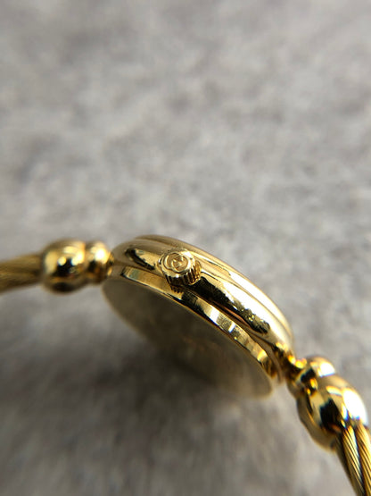 GUCCI Logo Bangle Quartz Watch Gold 2700.2.L Vintage 58benr