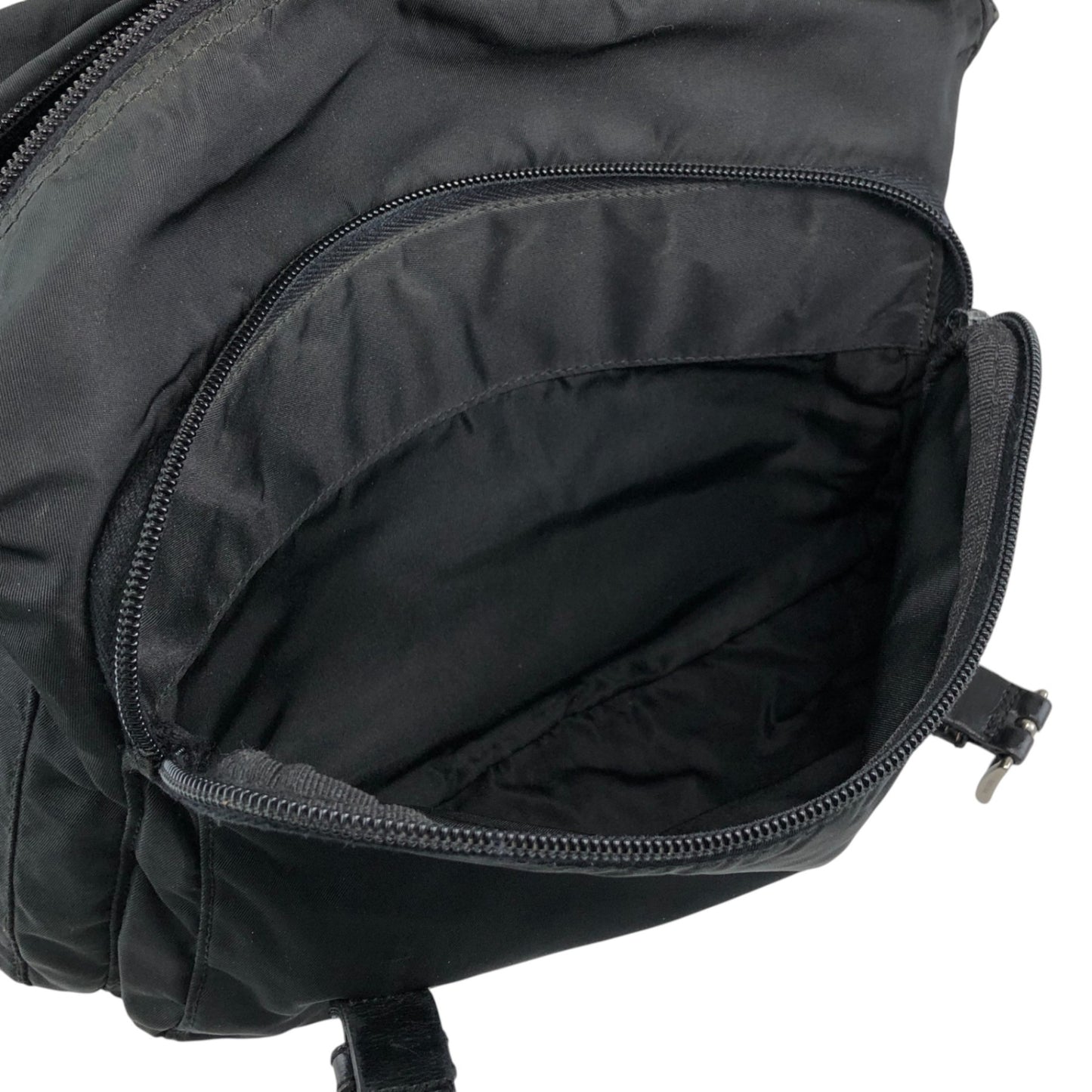 PRADA Tessuto Triangle Logo Shoulder bag Black Vintage xkated