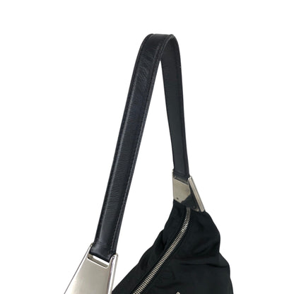 PRADA Tessuto Triangle Logo Shoulder bag Black Vintage 7c33nu