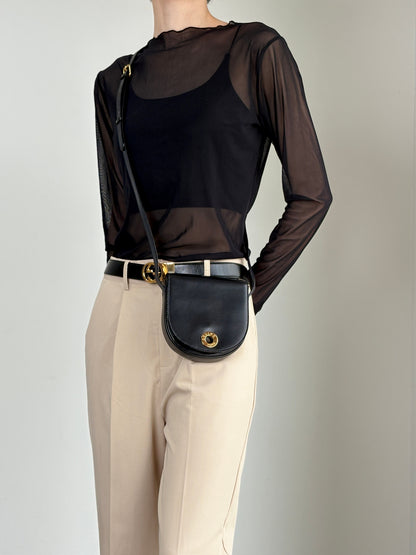 CELINE Circle Logo Small Shoulder bag Black Vintage va5bp4