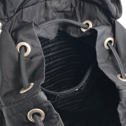 PRADA Tessuto Triangle Logo Front Buckle Backpack Black Vintage vwh35w