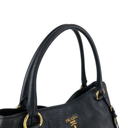 PRADA Logo Two-way Handbag Shoulder bag Black Vintage yhj7uy
