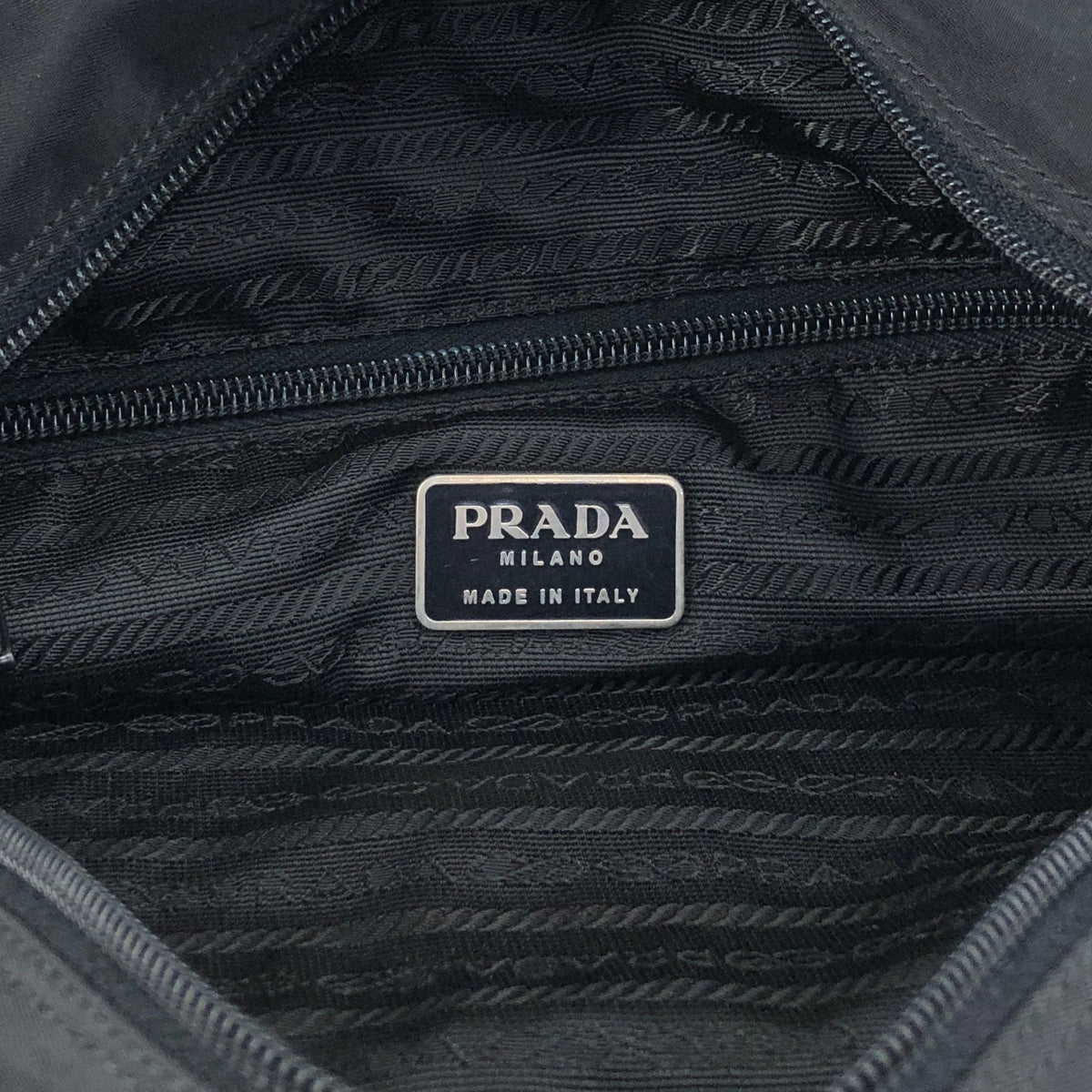PRADA Tessuto Triangle Logo Totebag Black Vintage hszfkc